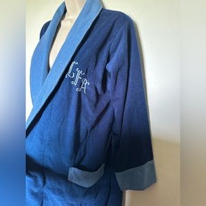 Vintage velveteen velour smoking jacket dressing robe (bag4)